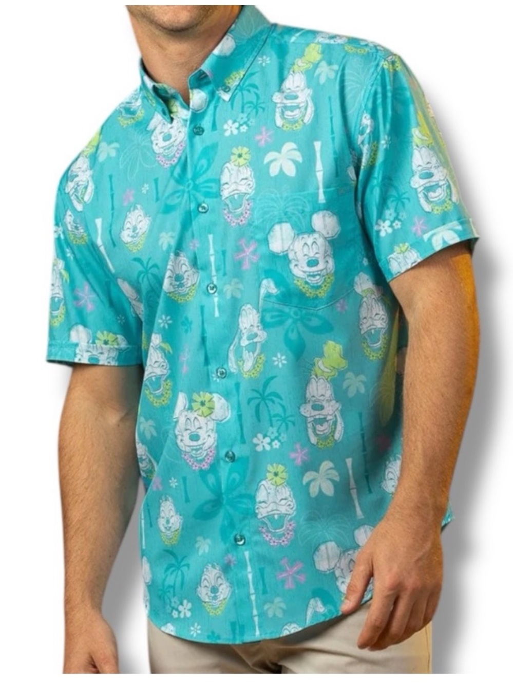 NWT RSVLTS Mickey Surf Wooden It Be Nice Kunuflex Short Sleeve Shirt Size L
